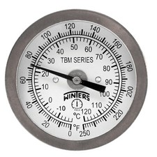 TBM Series Stainless Steel 304 Dual Scale Bi-Metal Thermometer, 2-1/2" Stem, 1/4