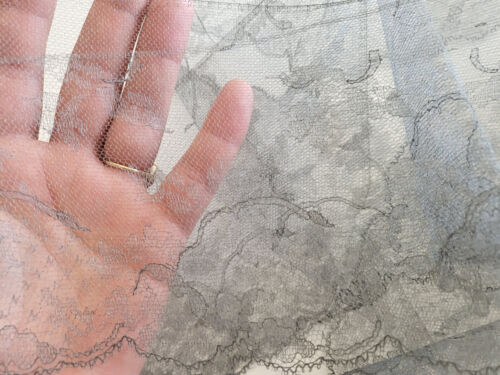 Rare Large Antique Grey Lace Veil Petticoat Milliner 4 Meters 70 B6 No.16 - Picture 5 of 15