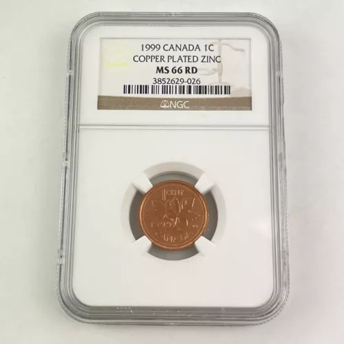 1999 Elizabeth II Canada 1C Cent Coin MS 66 MS66 RD Red NGC Graded