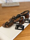 Tory Burch Black Brown Logo Strappy Leather Ankle Strap Sandals Women’s 7.5 M — photo 4