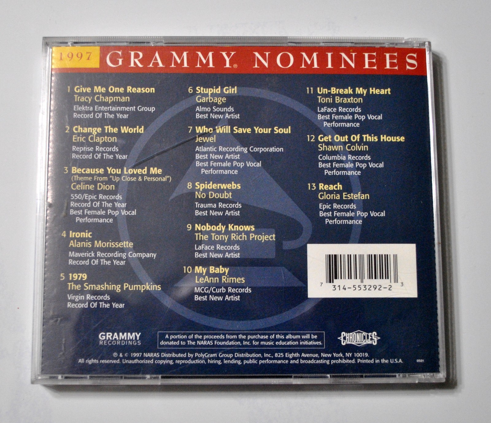 1997 Grammy Nominees by Various (CD, 1997) CD IS LIKE NEW