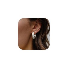 6MM Thick Chunky Gold Plated Hoop Earrings for Women Hypoallergenic Jewelry