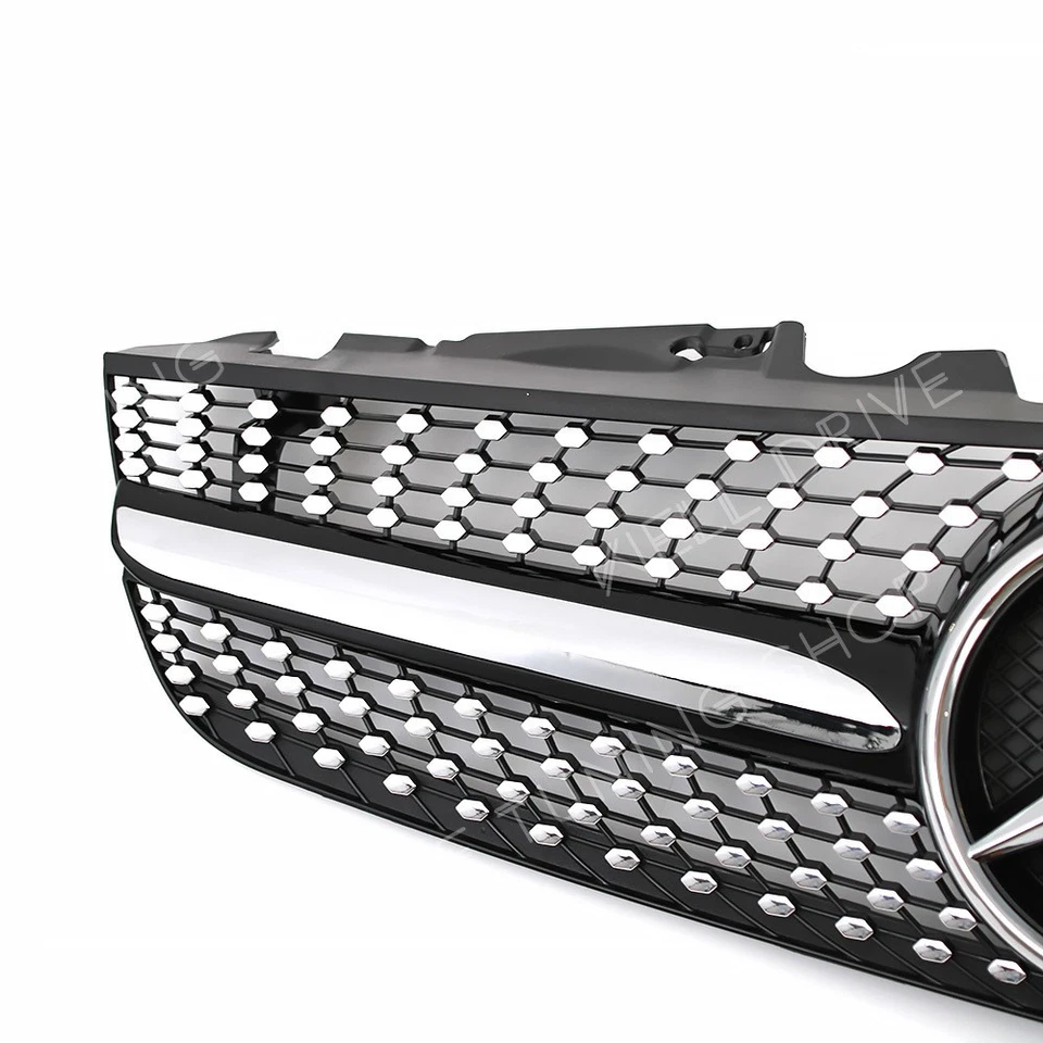 Chrome Black Bumper Grille W/Star For Mercedes Benz R230 09-12 SL500 SL600 SL63 Foto 4 de 4