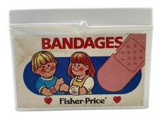 Vintage Fisher Price Doctor Medical Kit Toy Bandage Band Aid Box Pretend 1997