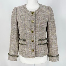 J Crew Factory Timeless Tweed Lady Jacket Small Neutral Neon Preppy Modern