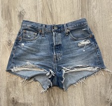 Levis 501 Cutoff Shorts Womens 29 Distressed Raw Hem Denim Button Fly NWOT