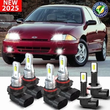 Fit Chevy Cavalier 1995-1999 6X LED Headlights High/Low Beam Fog Light Bulbs