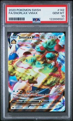 2020 POKEMON SWORD & SHIELD #142 FULL ART/SNORLAX VMAX PSA 10