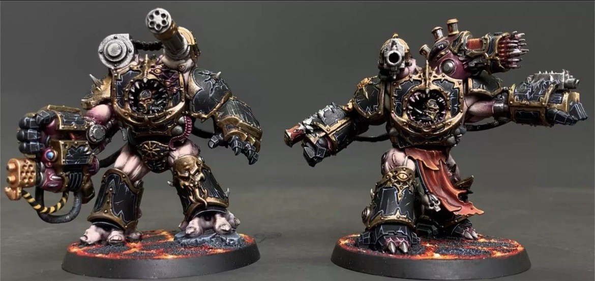 Painted up an Iron Warrior Noise Marine for a mate who converted him. Pretty cool combo