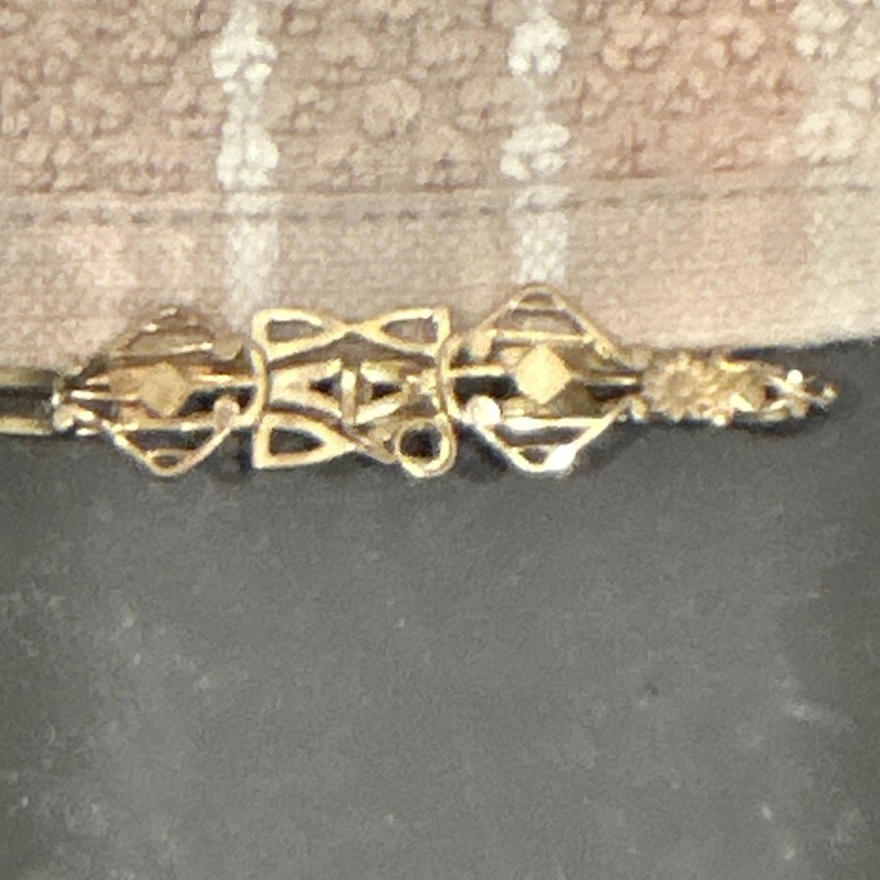 Gold Tone Link Chain Bracelet with Decorative Filigree Links, Metal