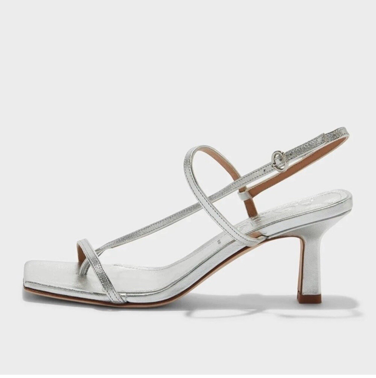 Aeyde Elise Silver Metallic Strappy Sandals 36=5