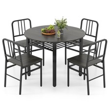 Industrial Space-saving Dinette Furniture 5 Piece Dining Table Set-Gray