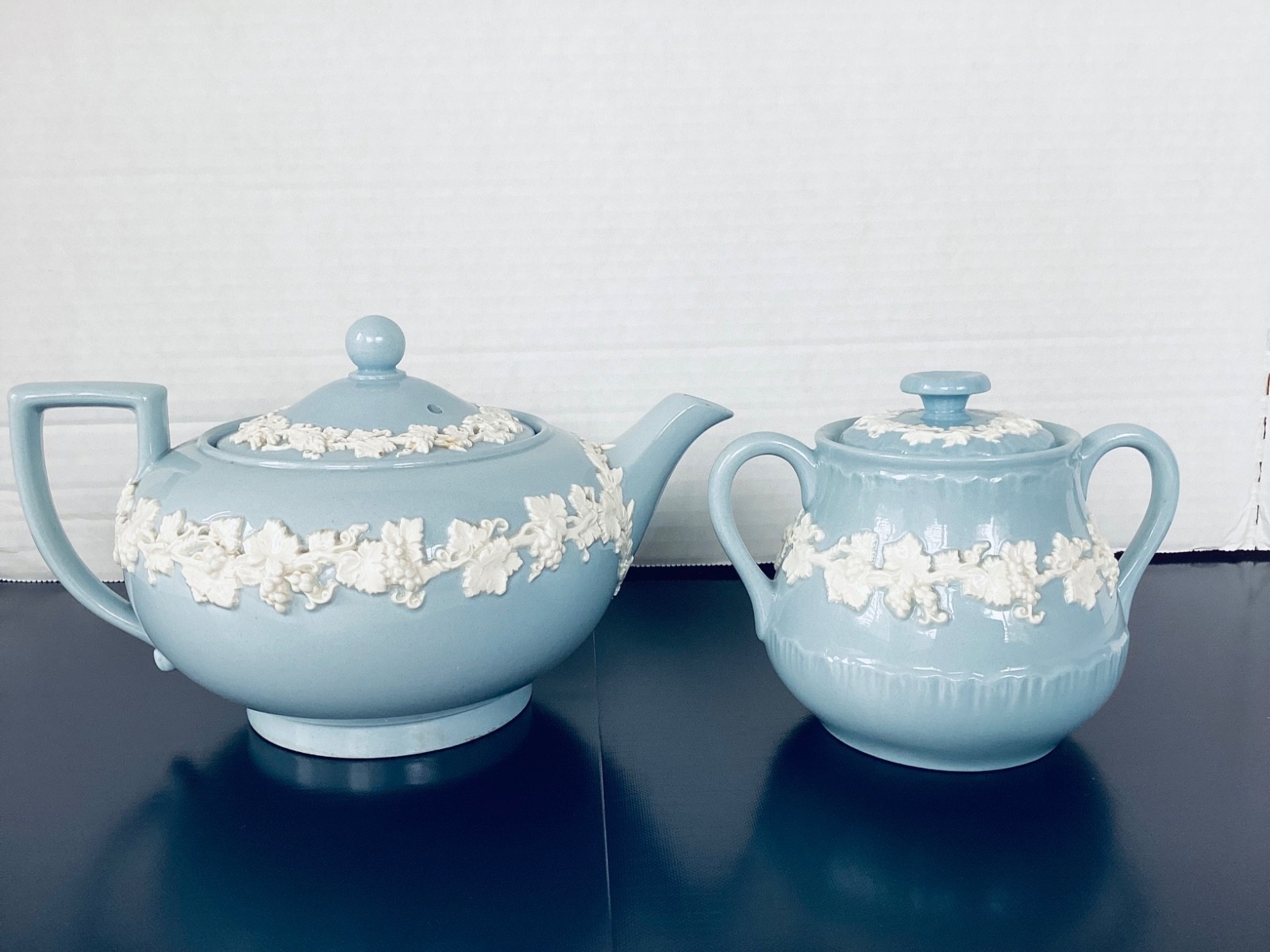 Wedgwood Queensware Cream on Lavender Teapot & Sugar Bowl