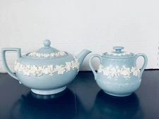 Wedgwood Queensware Cream on Lavender Teapot & Sugar Bowl