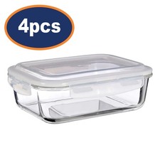 Image of Freska 4pc 1520ml Borosilicate Glass Lunch Box Food Container Airtight Lid Set