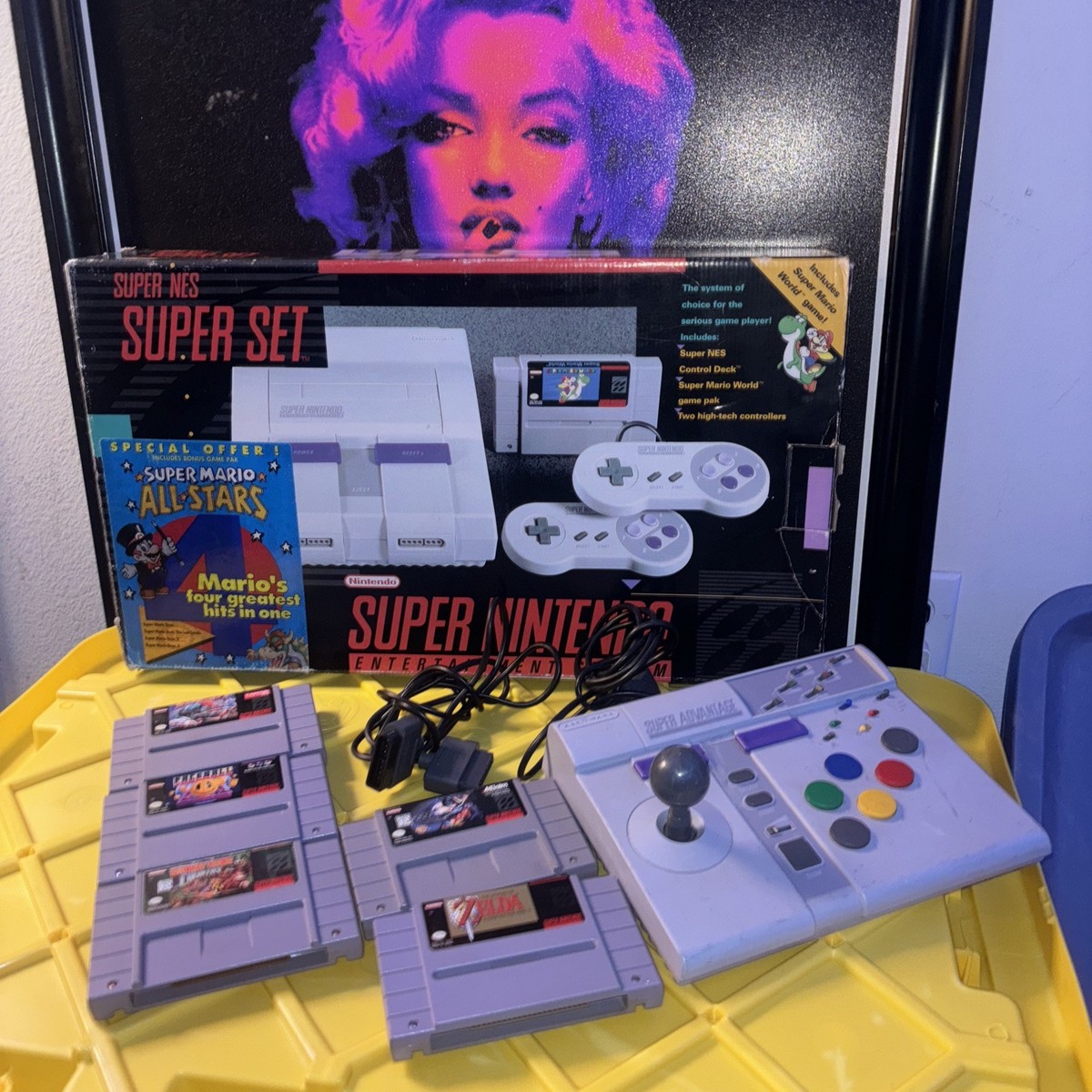 SNES Super Nintendo SUPER MARIO ALL STARS SET With Box Tested w
