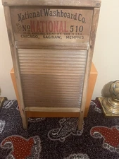National Washboard Company Number 510 Chicago Saginaw Memphis Made In USA Glass