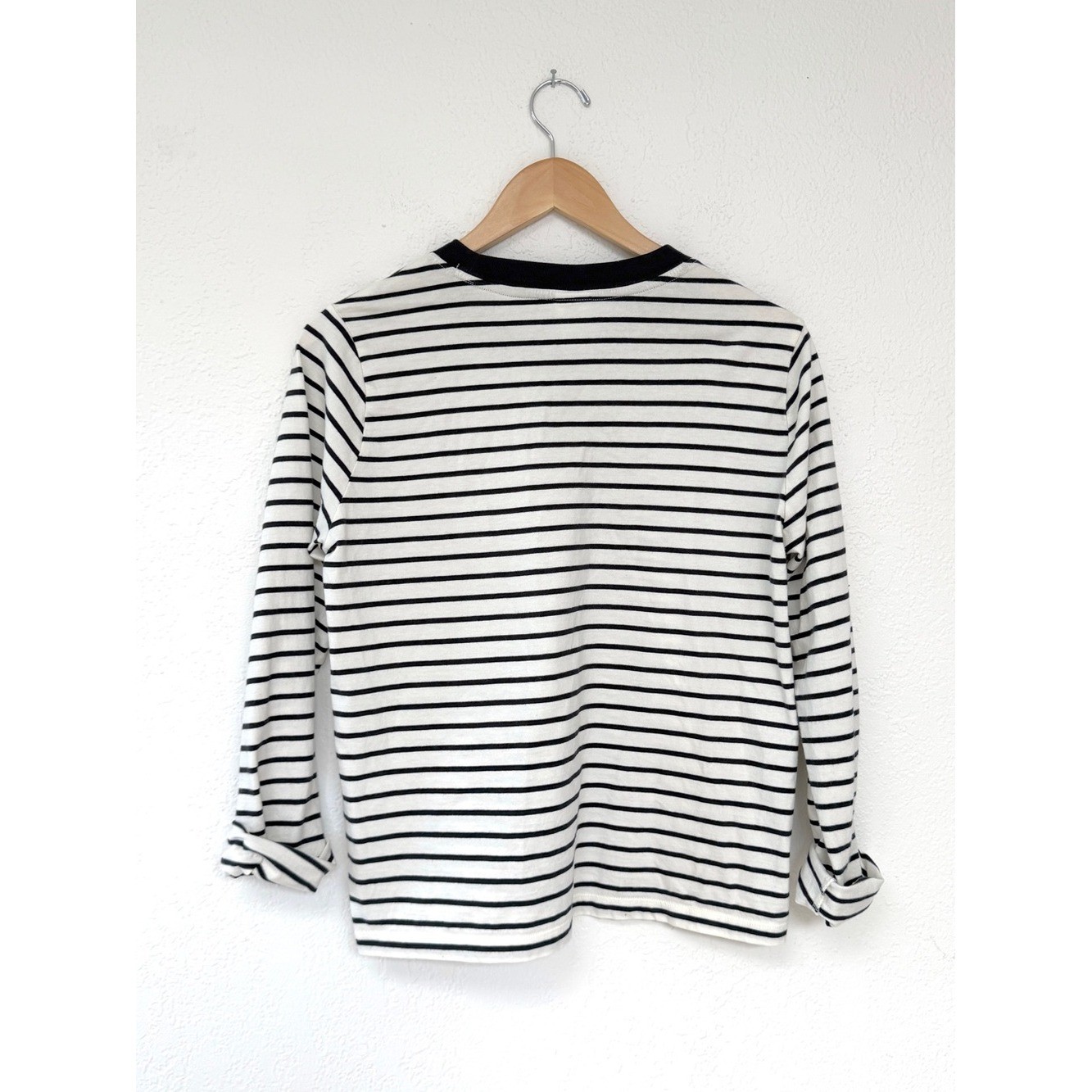 HANNA ANDERSSON black & white striped long sleeve tee embroidered heart / size S image 7
