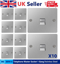 Image of BG Screwed Flat-Plate Telephone Master Socket 1 Gang Stainless Steel X 10