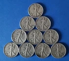 (10) Walking Liberty 90% Silver Halves: Circulated