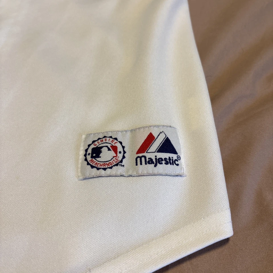 Majestic Jersey Juvenil Pequeño Blanco Rojo Los Angeles Angels Abotonado Foto 2 de 4