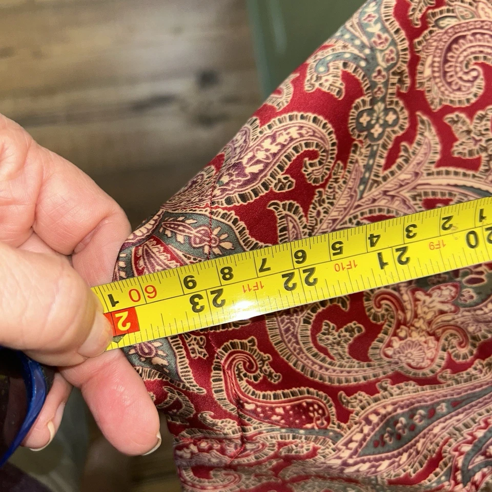 Conjunto de pijama Lauren Ralph Lauren para mujer S rojo bordado monograma cachemira satinado Foto 4 de 4