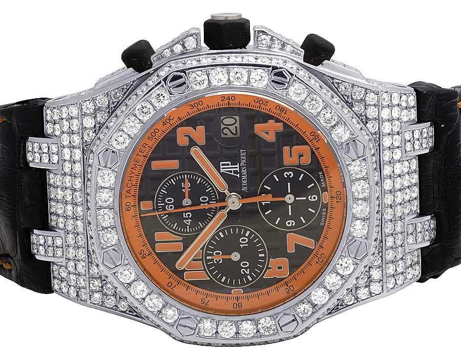 Audemars Piguet — Mens 42 MM Audemars Piguet Royal Oak Offshore Volcano Diamond Watch (12.5 Ct)