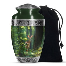 Forest Deer Cremation Urn for Ashes Adult Male  Female, Burial Urn 10 Inch 