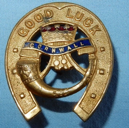 WW1 DUKE OF CORNWALL'S LIGHT INFANTRY MILITARY SWEETHEART BADGE WORLD WAR I