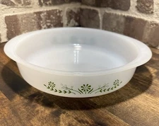 Vintage Glasbake Casserole Baking Dish J2429 Green Daisy Round 8” No Lid #1