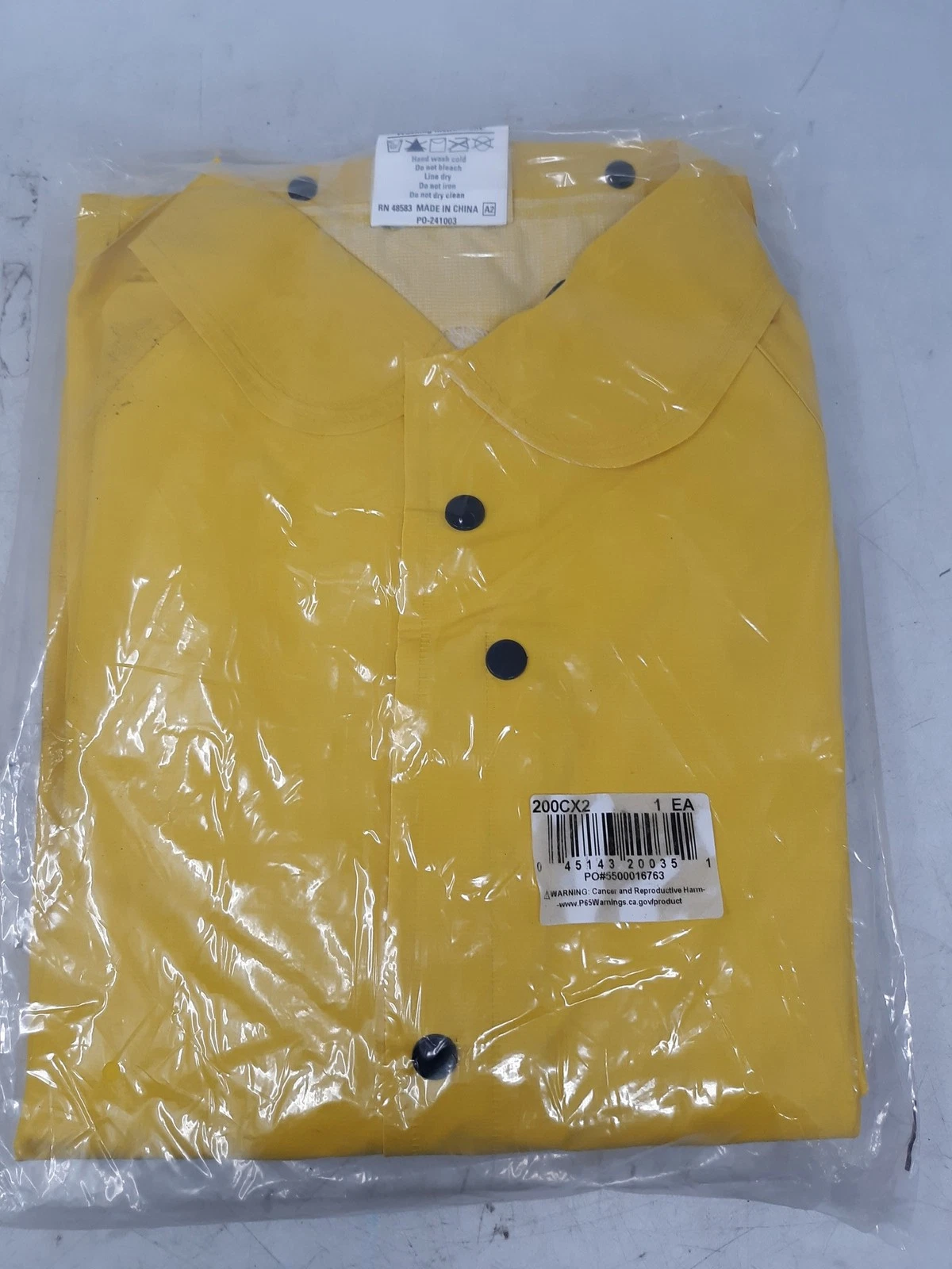 MCR Safety 200C Yellow Waterproof Rain Jacket Men's Size 2XL Snap Front