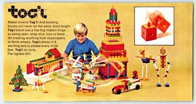 1968 MATTEL TOC'L BUILDING BLOCKS Vintage 3.5''X7'' Magazine Ad 1960's Toy M808