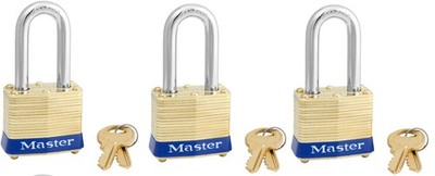 new Master Lock 4KALF A7313202 Brass Set of 3 Keyed Alike