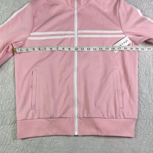 Pacsun gestreifte Trainingsjacke mit Stehkragen hellrosa Größe Medium *Schmutzabnutzungsspuren* - Bild 6 von 12