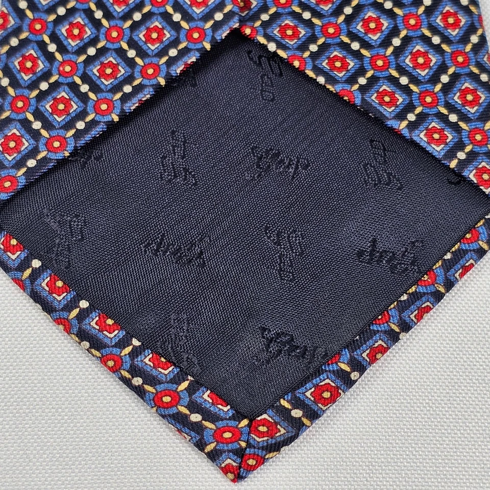 Corbata para hombre Gap Premium seda auténtica roja azul geométrica 100 % seda Foto 3 de 3