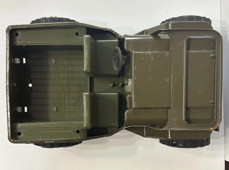 Vintage 1970’s Tonka Military Jeep Army Green Pressed Steel Good Condition - Image 4 of 4