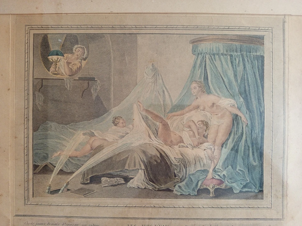 gravure érotique LES JETS D'EAU - FRAGONARD AUVRAY 19ème -femmes nues- encadrée - Photo 3/4