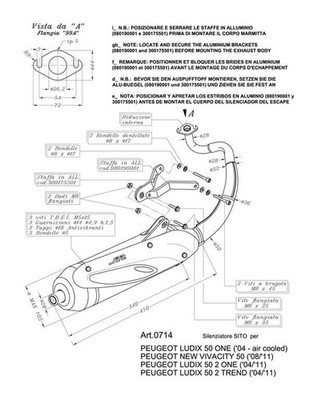 0714 - Muffler Leovince Sito 2T Peugeot LUDIX 2 TREND ONE NEW VIVACITY