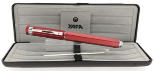 Never Inked 1990s YAFA Red Aluminum Hexagon Med Nib Fountain Pen NO RESERVE
