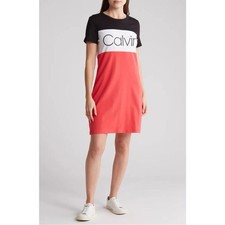 CALVIN KLEIN NWT Short Sleeve Colorblock T-Shirt Dress L