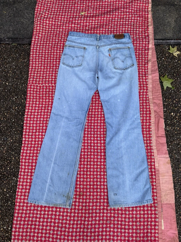 Jeans Levi's 517 Vintage Años 70 Azul Desteñido Denim Naranja Tab 32 x 32 Foto 4 de 4