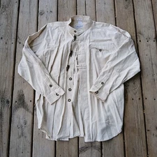 Isar Trachten Button Up Shirt Size 42 Linen And Wool NICE!