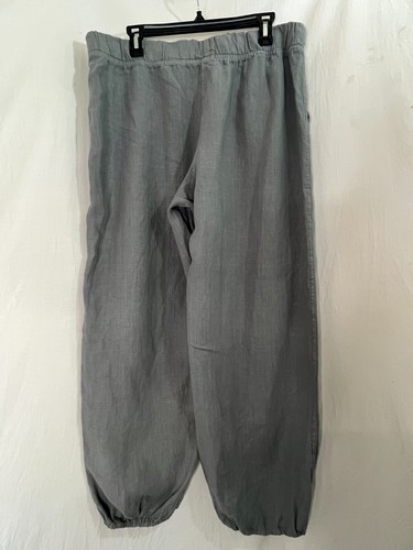 Cut Loose Women’s Gray Linen Pants XL Made in USA Pull On Balloon Lantern - Picture 1 of 7