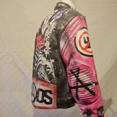 Vintage Leather Spiked Hand Painted Bespoke Punk Rock Jacket Vintage Leather Spiked Hand Painted Bespoke Punk Rock Jacket