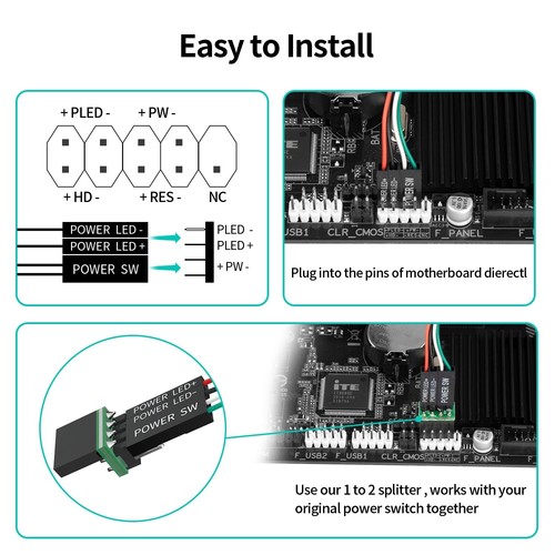 PC Power Button, Desktop Button External Switch ON Off LED PC... - Picture 4 of 7