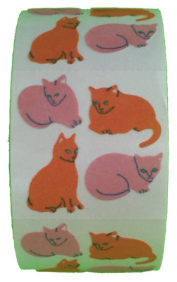 400 Cat Stickers in roll of 100 modules (2'' x 2''), each sticker 1.00'', RFZ0205