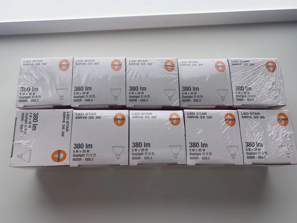 10 x OSRAM LED GU5.3 Downlight Globes Bulbs 5W 12V MR16 Daylight 6500K 380Lm - Image 2 of 3