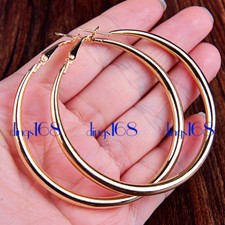 Women's 18K Gold Filled Lead/Nickle-Free Classic Large Tubular Hoop Earrings A2G
