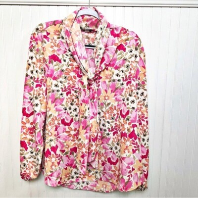 Bar III Multi Pink Floral Print Tie Neck Blouse Women s Plus Size XXL NEW