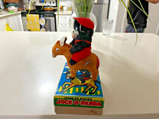 Vintage 1960's Japan Wind-up Mohair  Tin JOCK-O-PANDA Toy on Donkey in Box